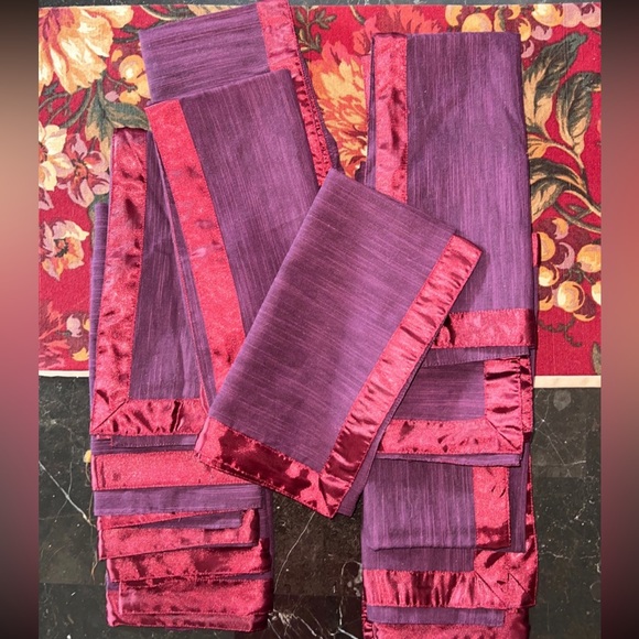 12 cotton purple and wine red dining table placemats - Picture 6 of 15